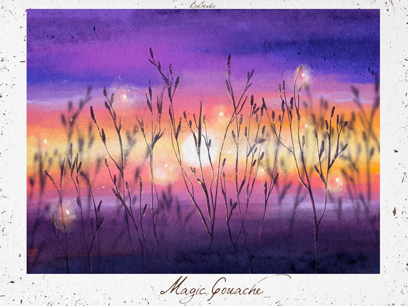 brush digital painting fantasy gouache gouache painting ILLUSTRATION  Landscape Nature Procreate sunset