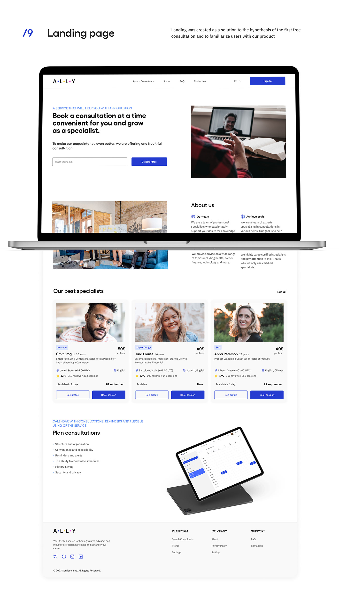 UI/UX landing page research ux service Website identity Figma Adaptive mobile