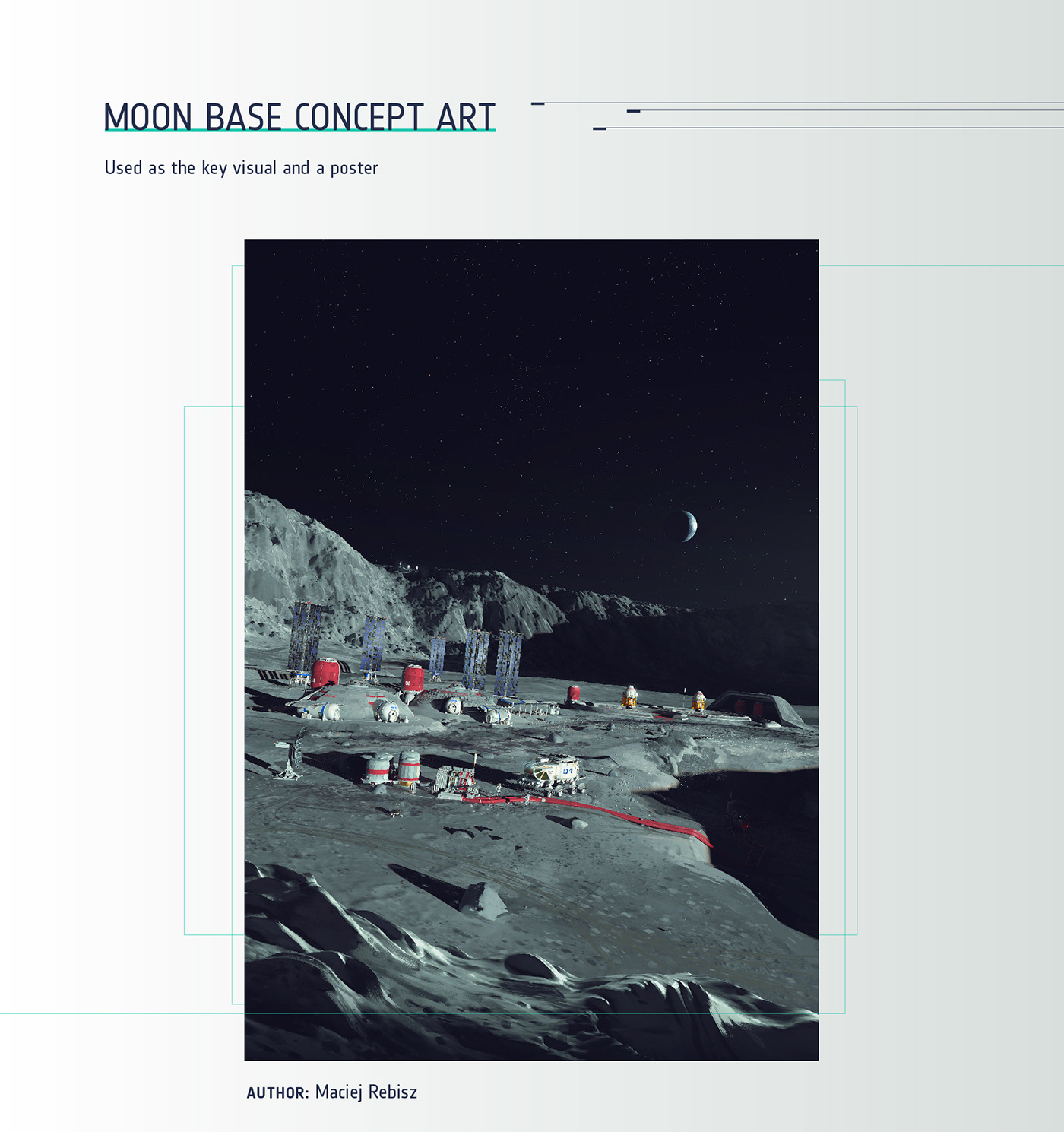 moon esa cosmos presentation Space  concept art postcard moon base robots rover
