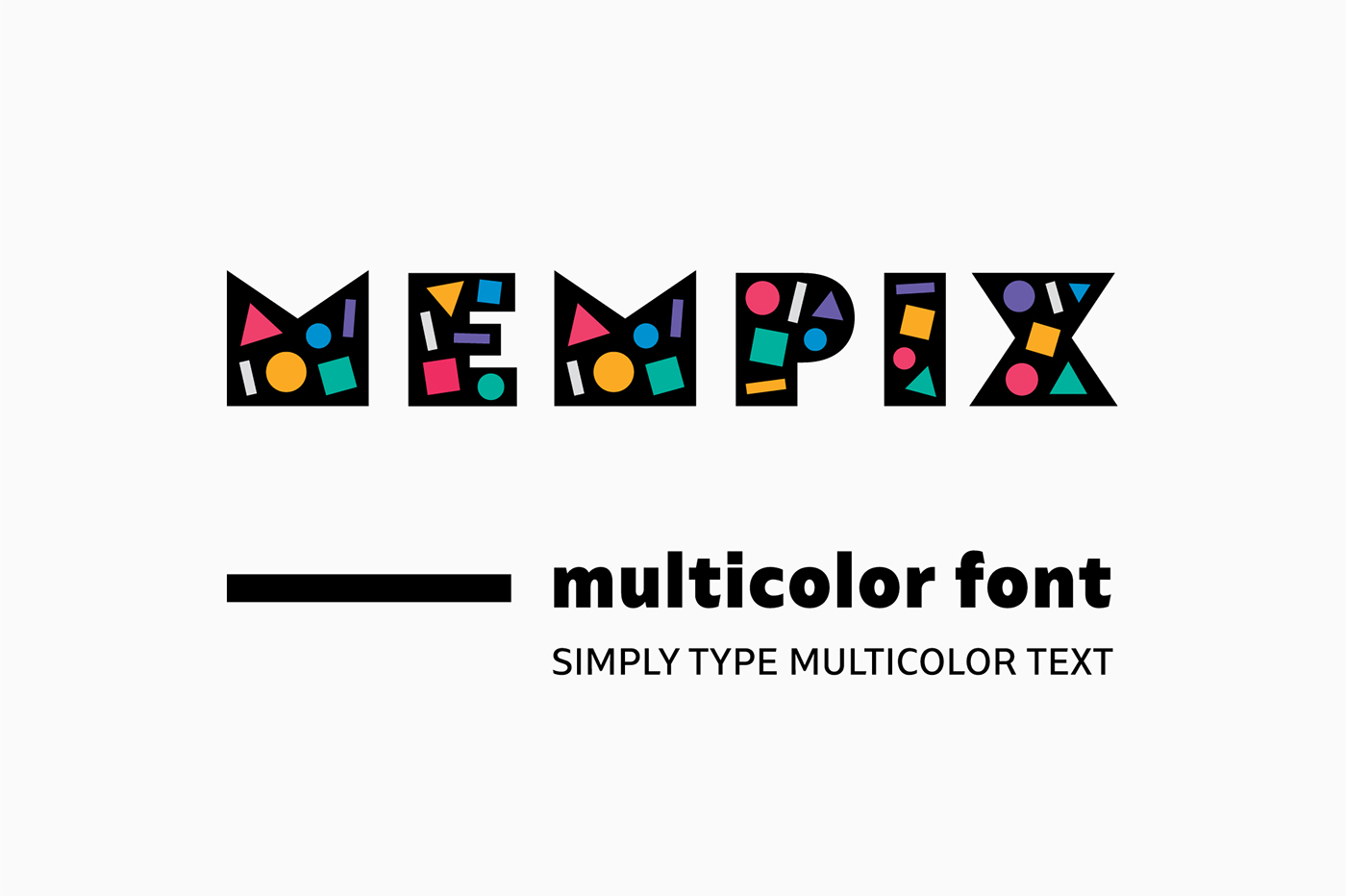 multicolor color multi multi-color Fontself 80s Memphis pop art font