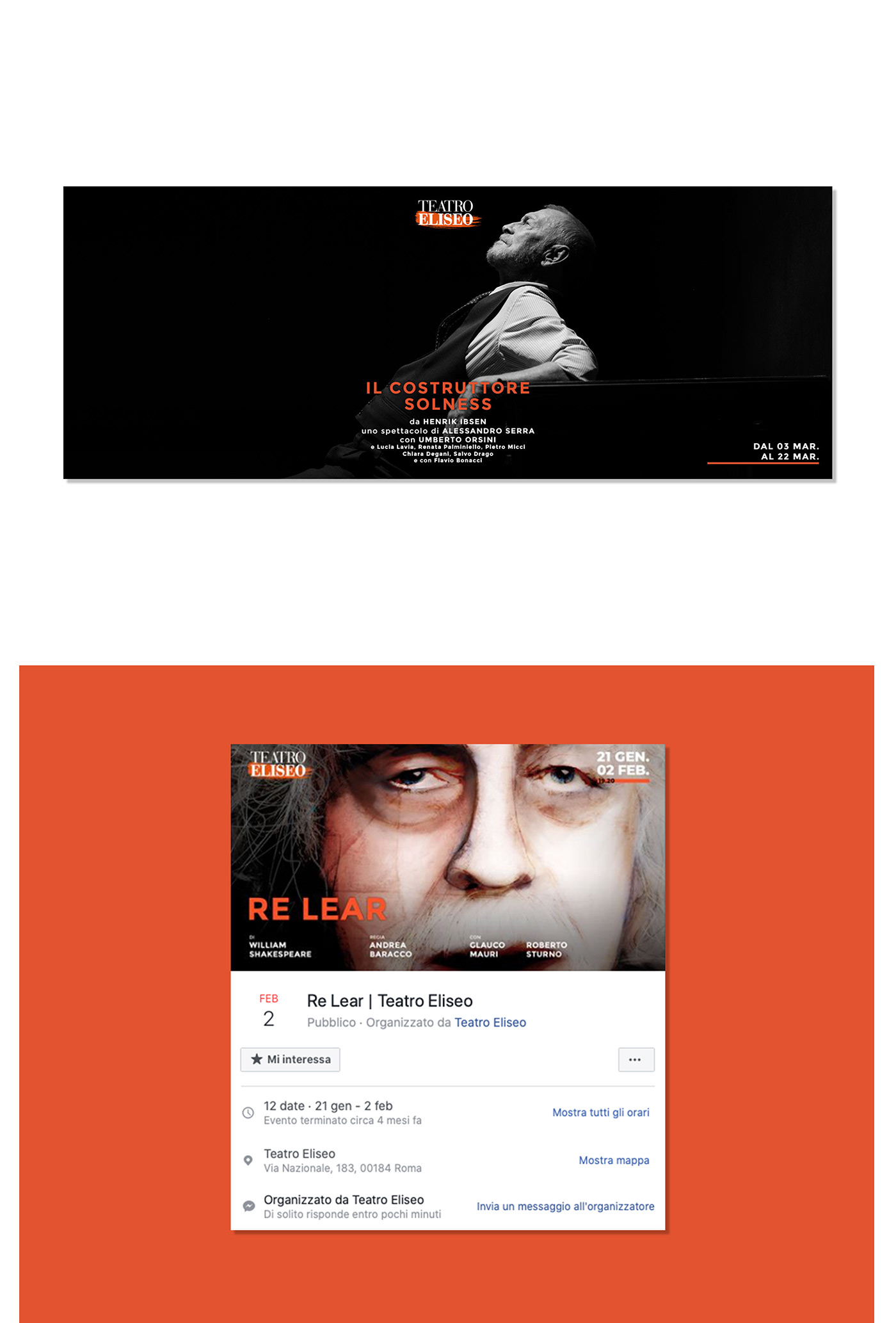desing facebook format instagram orange post social Stories Teatro Eliseo theater 