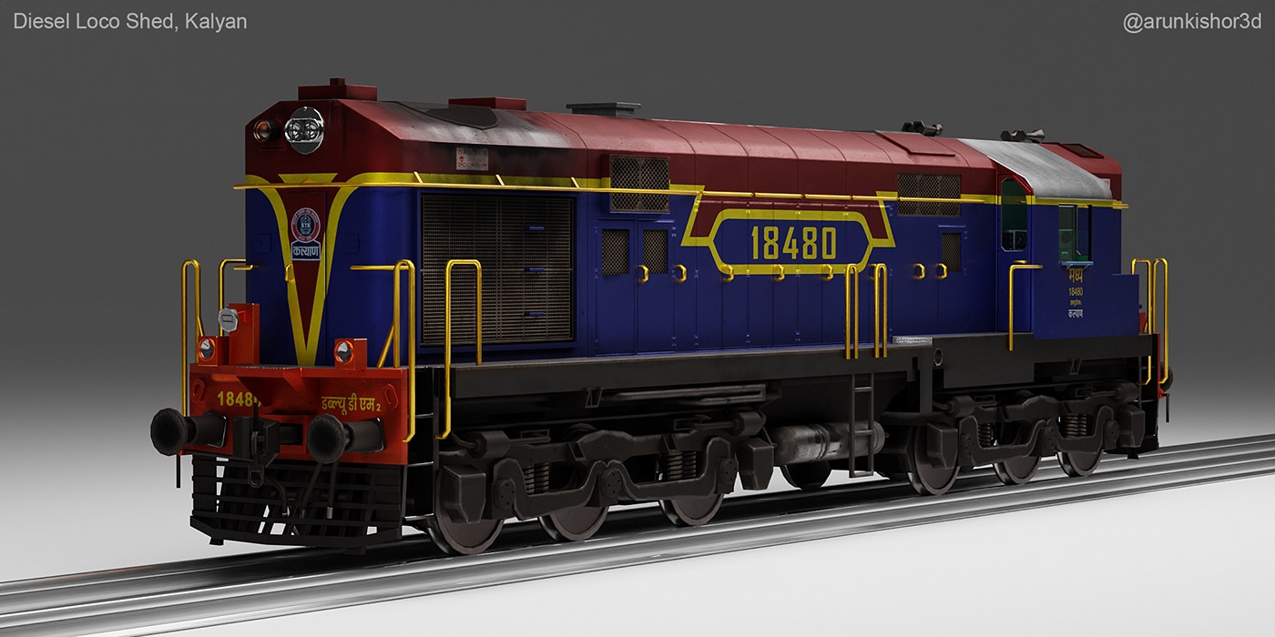 3D locomotive 3D model 3d texture alco locomotive blender 3d Diesel Locomotive Indian locomotive Indian Railways wdm2