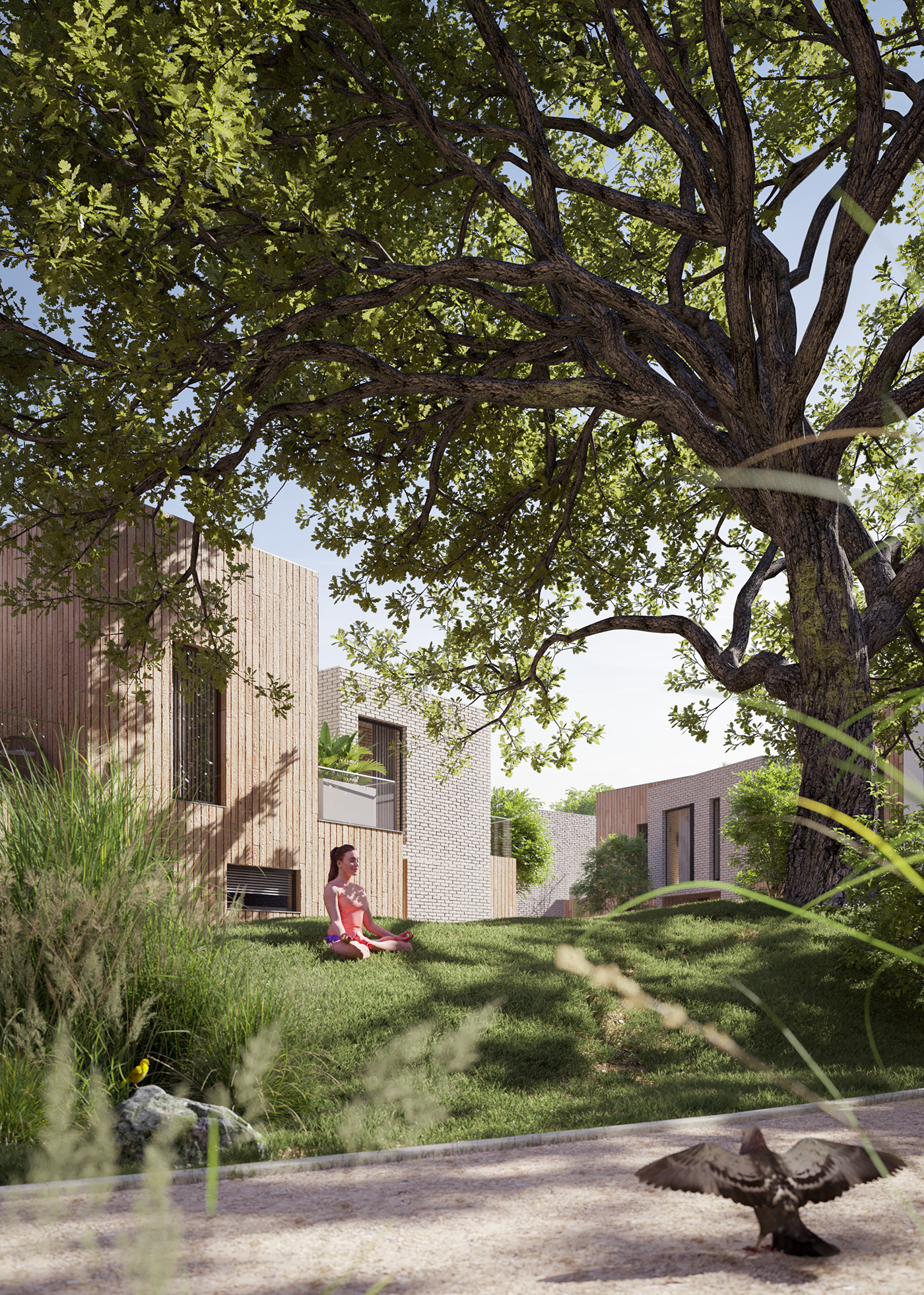 2DR studio apartment architecture archviz building CGI courtyard Render rendering visualization