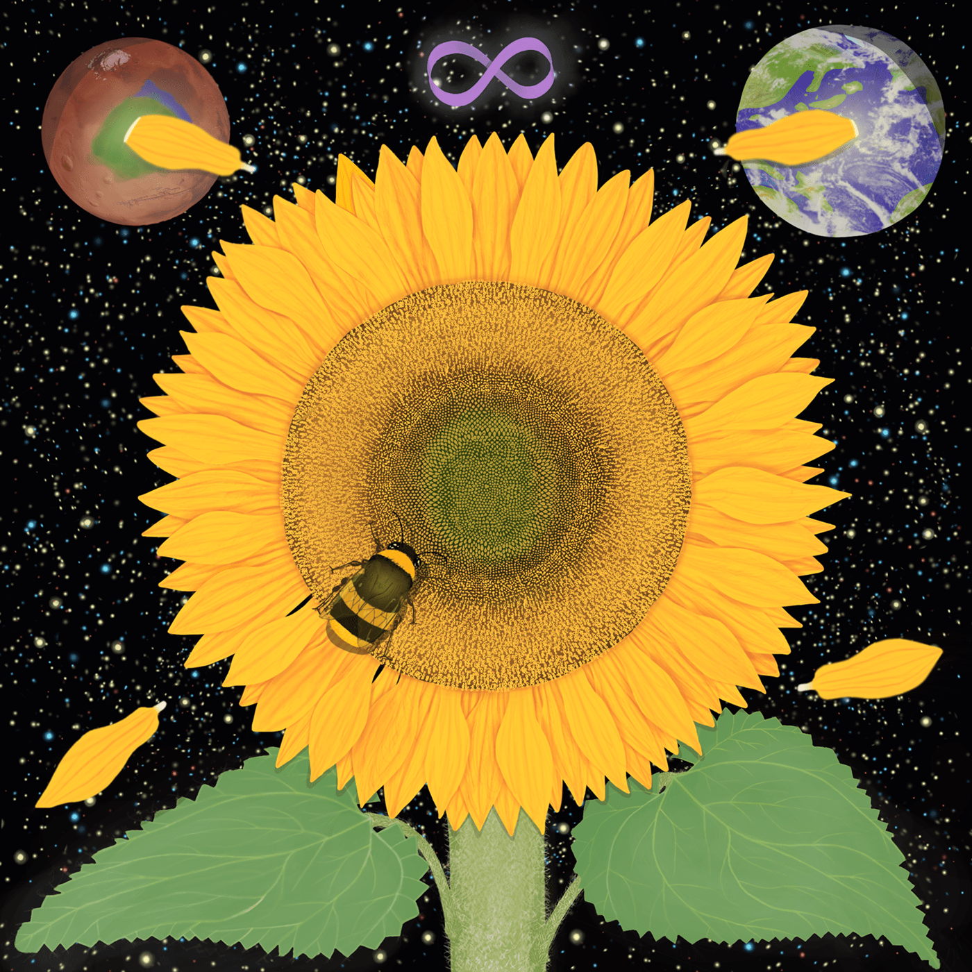 art bee Bumblebee earth Eternity God infinity mars Planets Source Space  stars sunflower terraforming universe