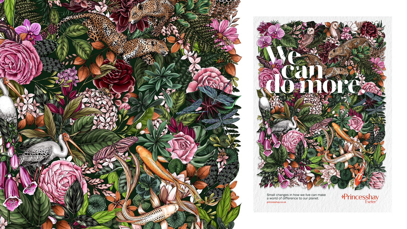 Advertising  botanical brand identity editorial Flowers ILLUSTRATION  Mural OOH Packaging