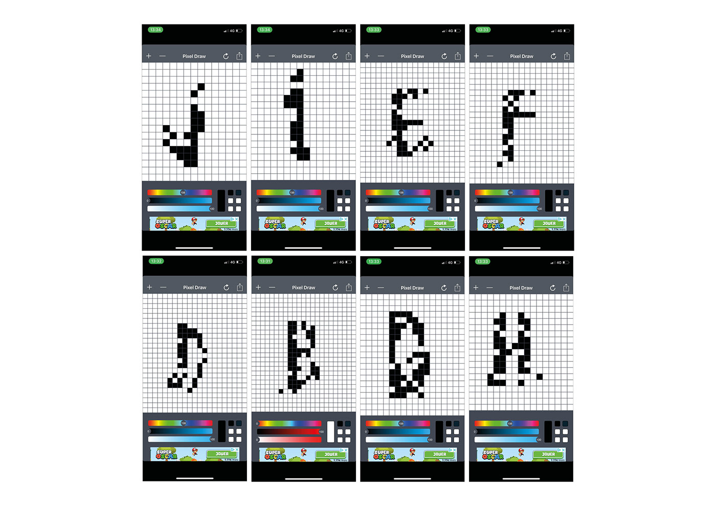 recherche graphisme experimental Experience experience design Figma Pixel art digital pixels tableur