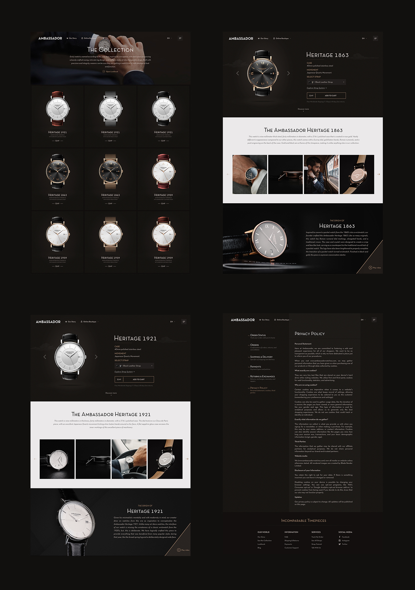 ambassador Watches Website Photography  dark Ecommerce Renders Webdesign