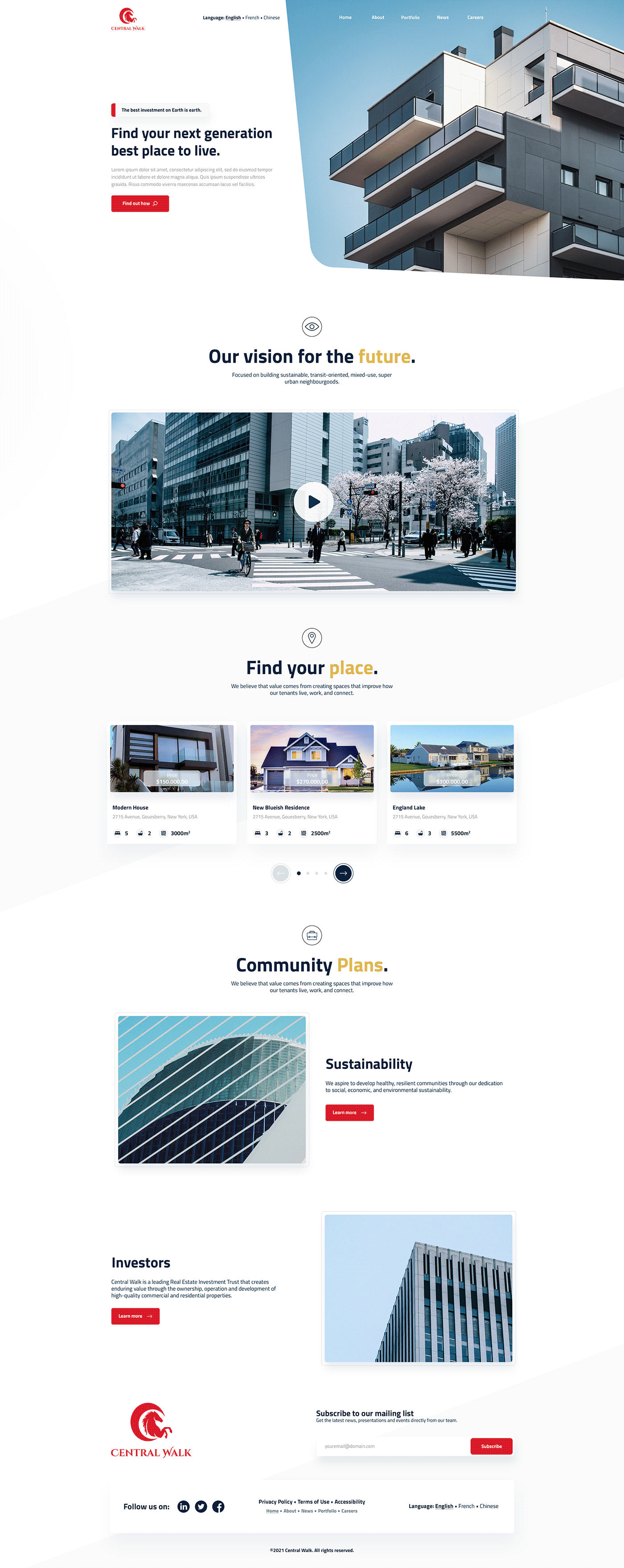 clean flat graphic design  landing page modern real estate UI ux Web Design  Website