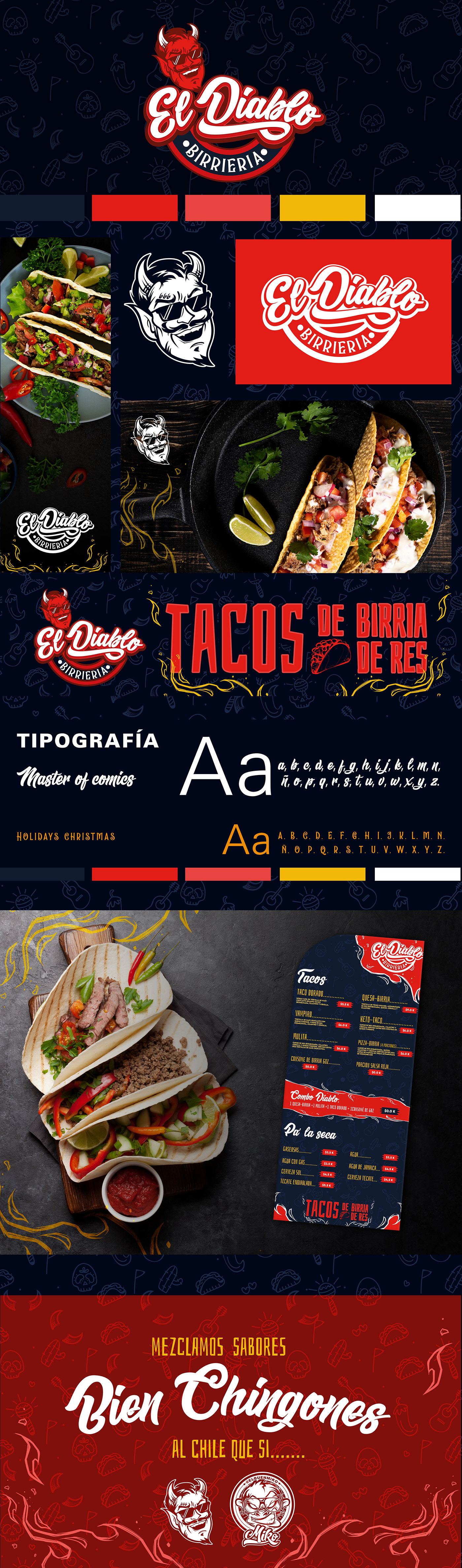 Brand Design brand identity branding  devil diablo Identity Design Logo Design Mexican Food Tacos typography  