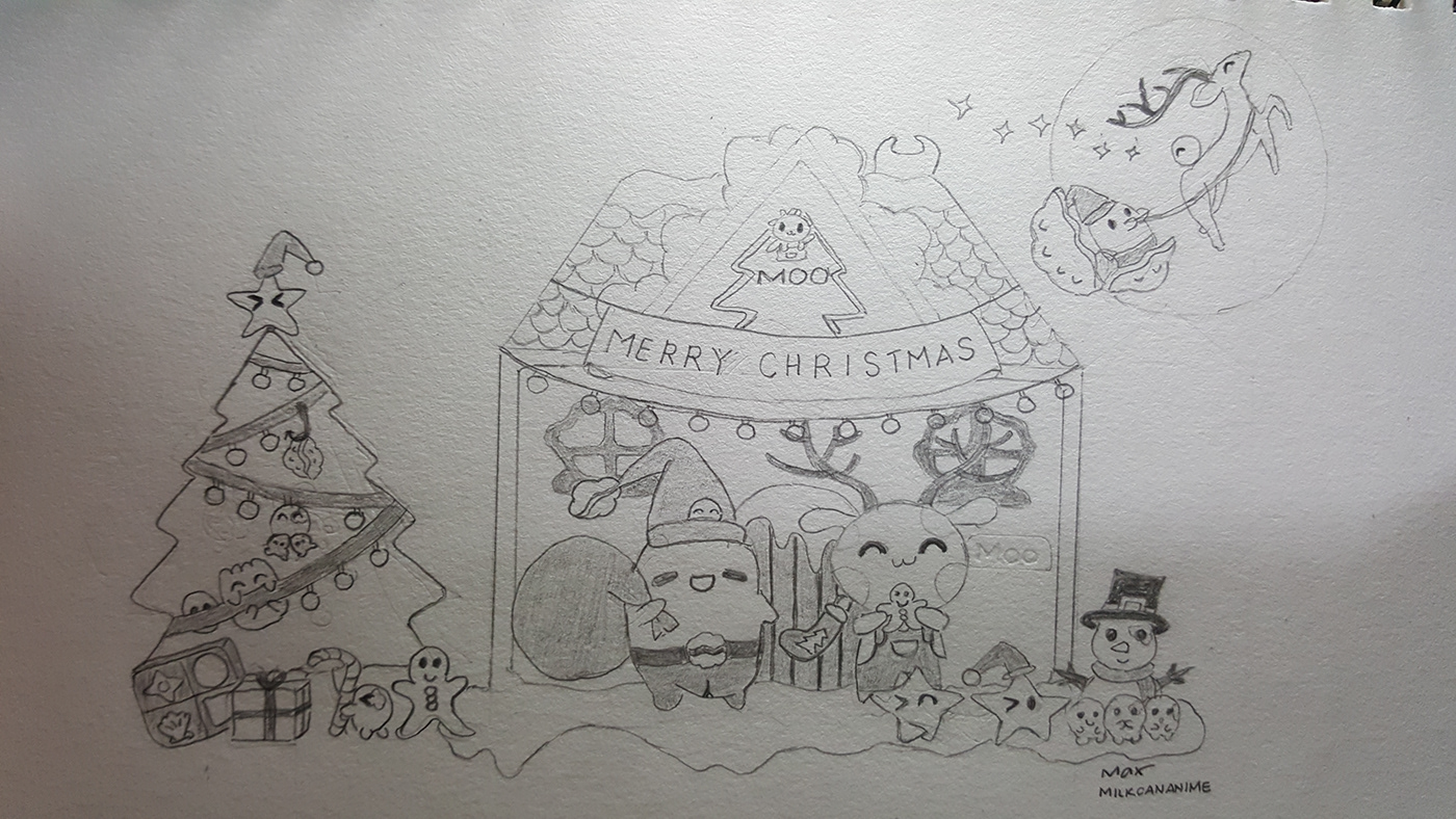 Christmas anime santa festive seasons doodle manga cartoon cute