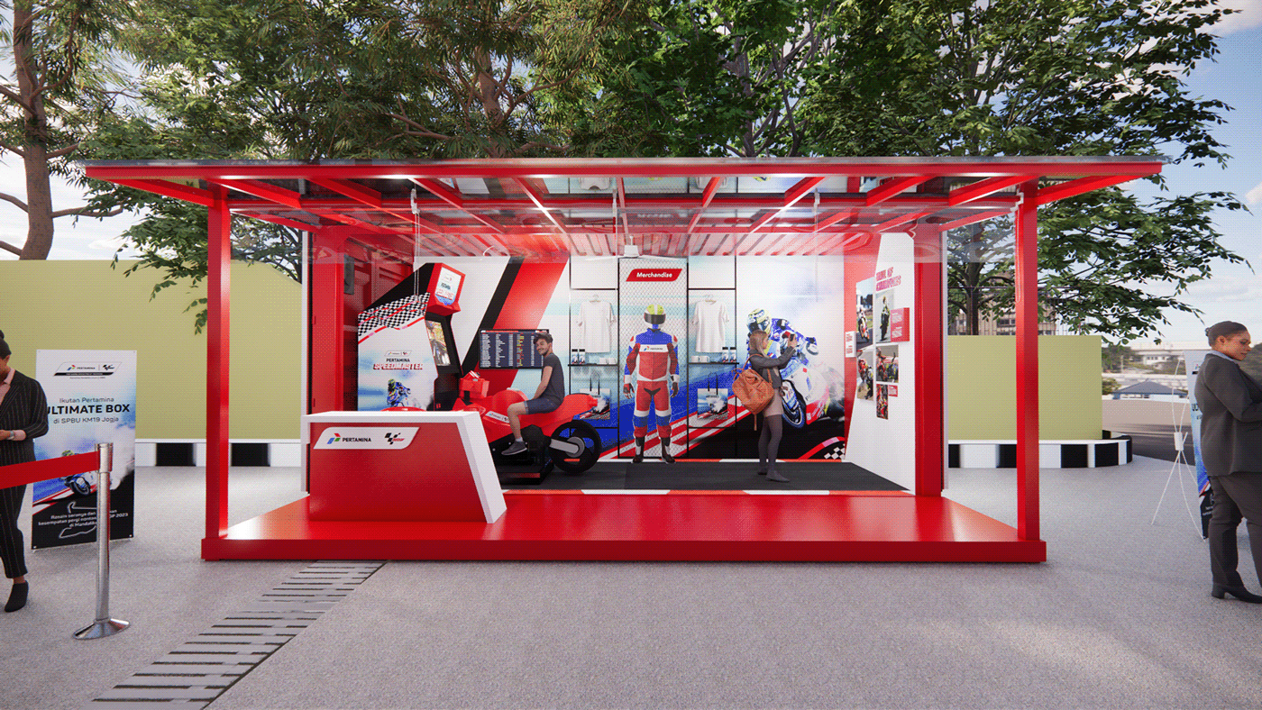pertamina 3D booth Event activation SketchUP interior design  architecture vray Render