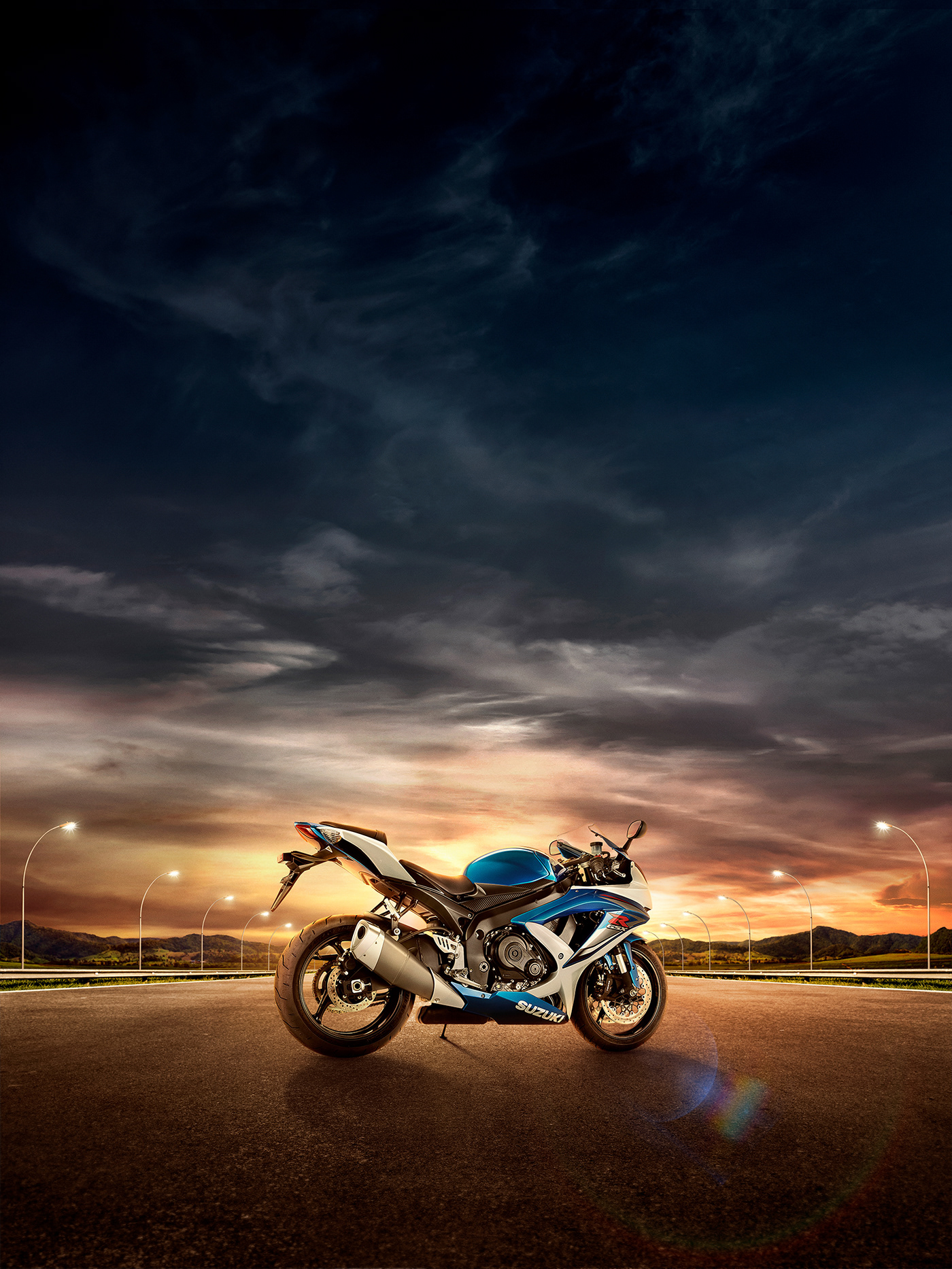 mobil1 moto Casanova photomanipulation retouching  road studiocasanova sunset Suzuki