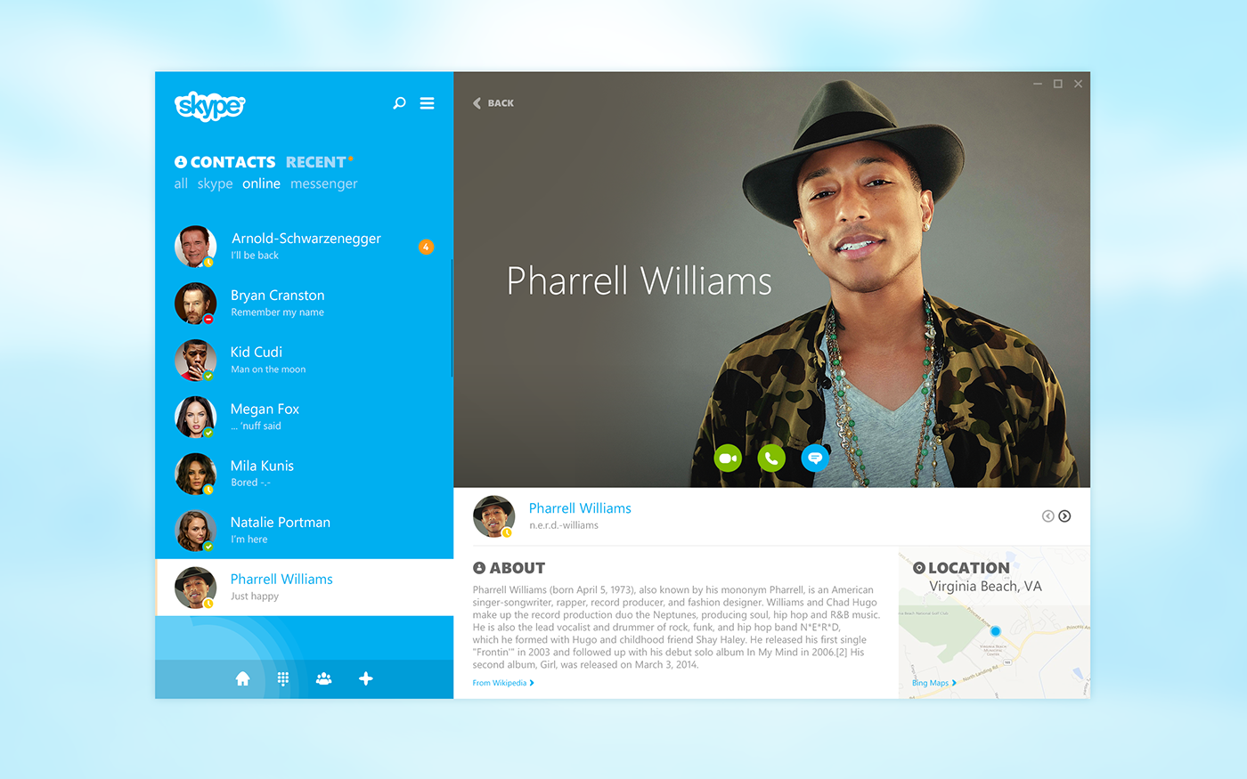 Skype redesign re-redesign concept windows bold fresh modern UI ux