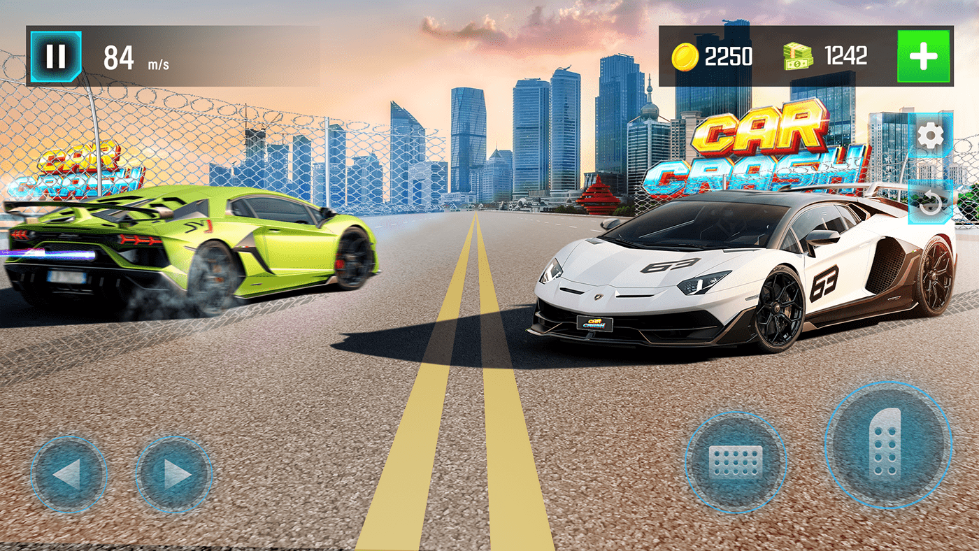 CAR CRASH GAME City Car Racing City Car Driving car race game CAR RACING UI/UX ui design Car Crash Racing game screenshots