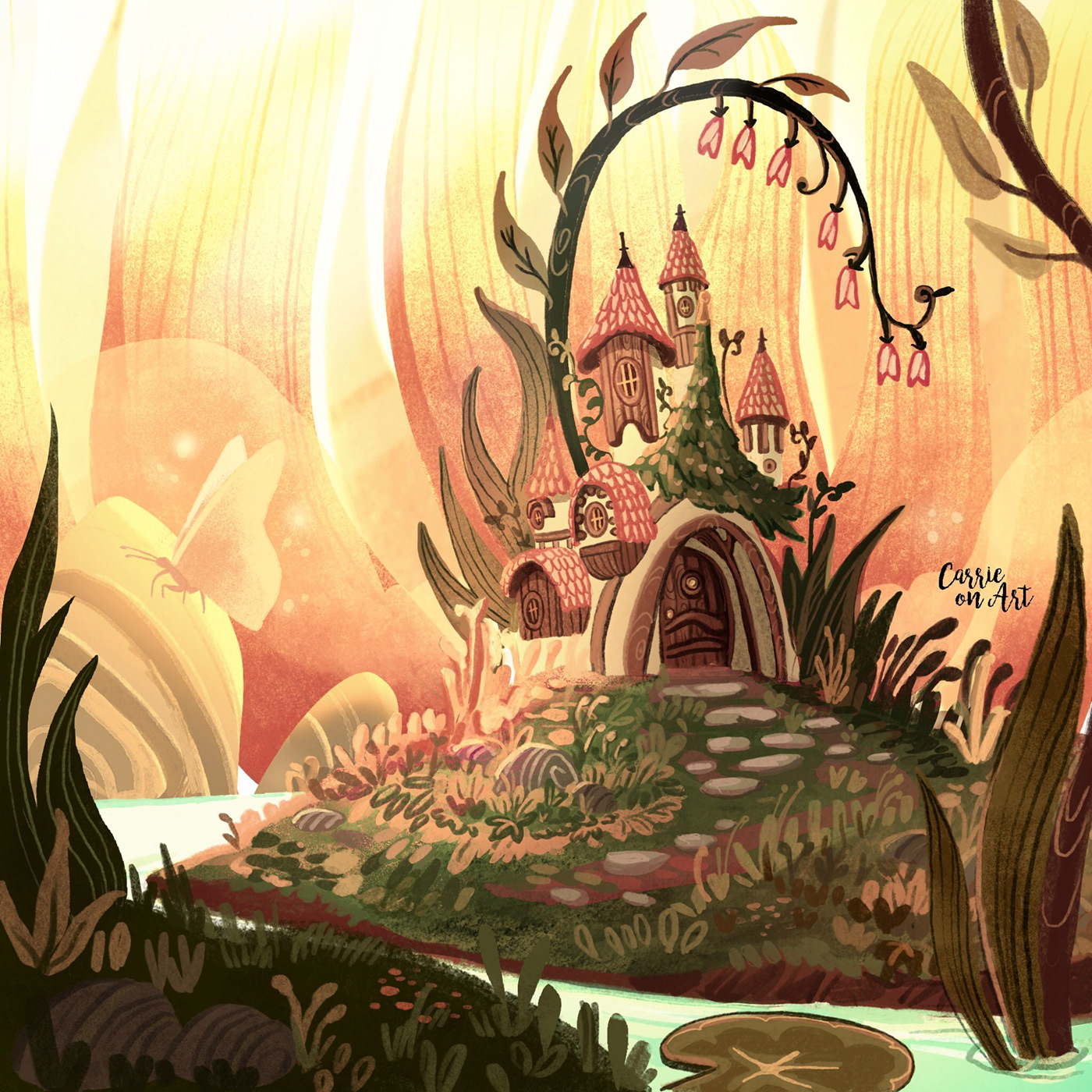 children illustration cute fairy tale house ILLUSTRATION  Landscape Procreate tale