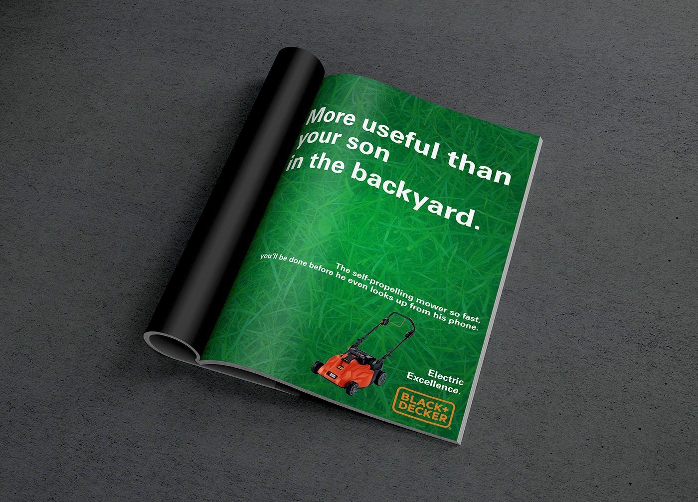 lawn mower green backyard art direction  copywriting  Advertising  print Outdoor bus stop Black and Decker