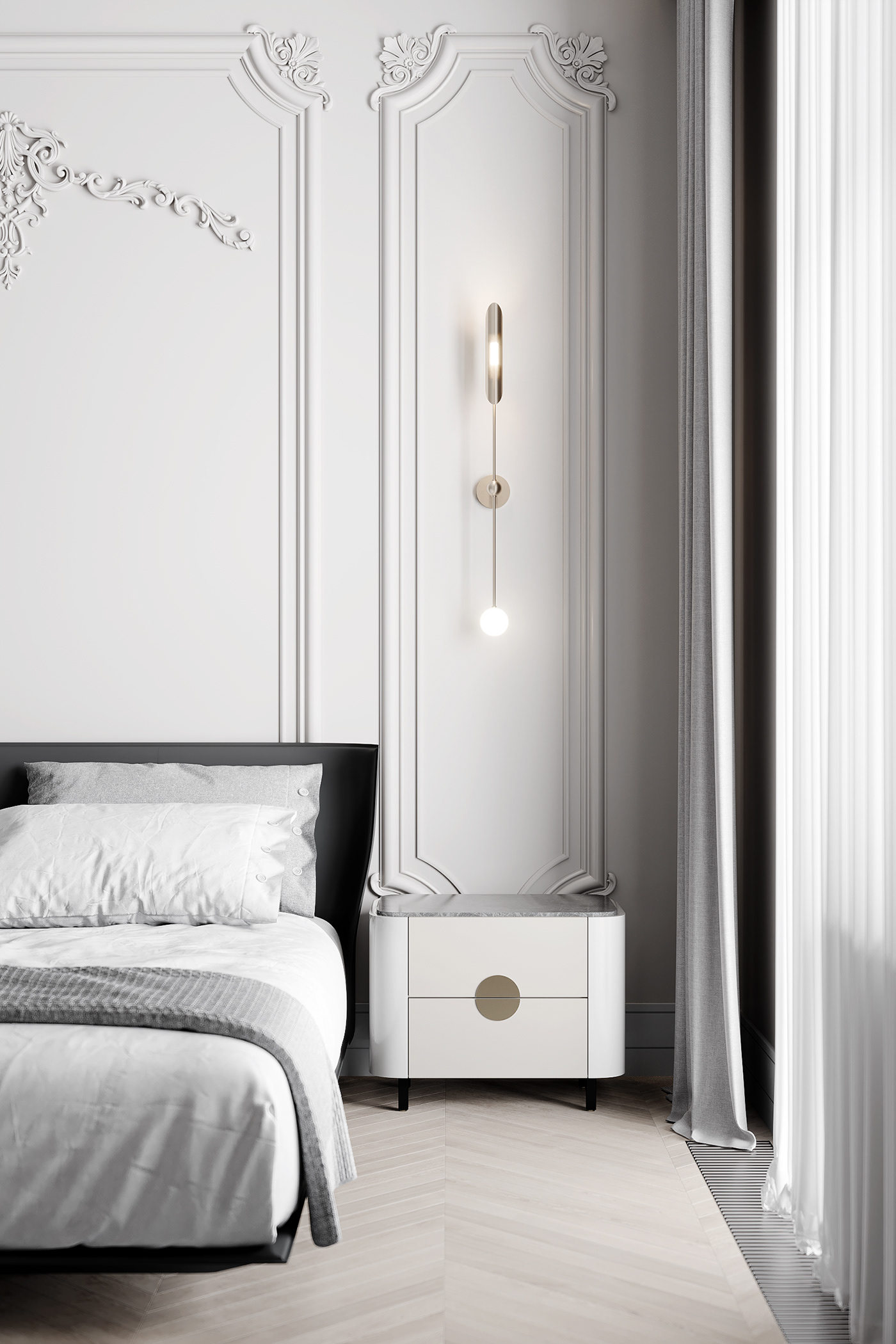 Minimalism Interior bedroom Classic modern apartment visualiation design спальня дизайн