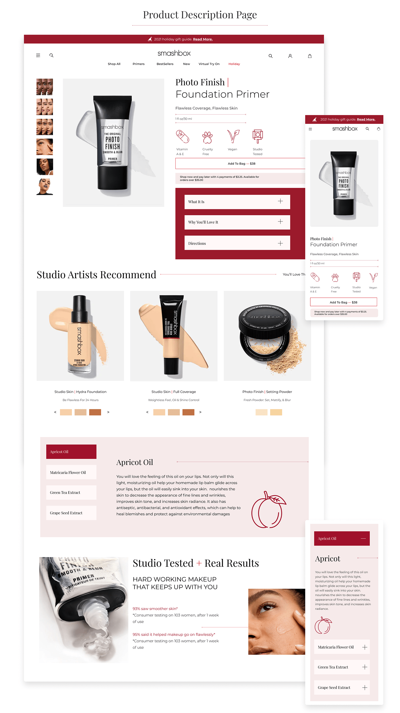cosmetics digital Figma redesign repsonsive design Smashbox UI ux Web Design  design