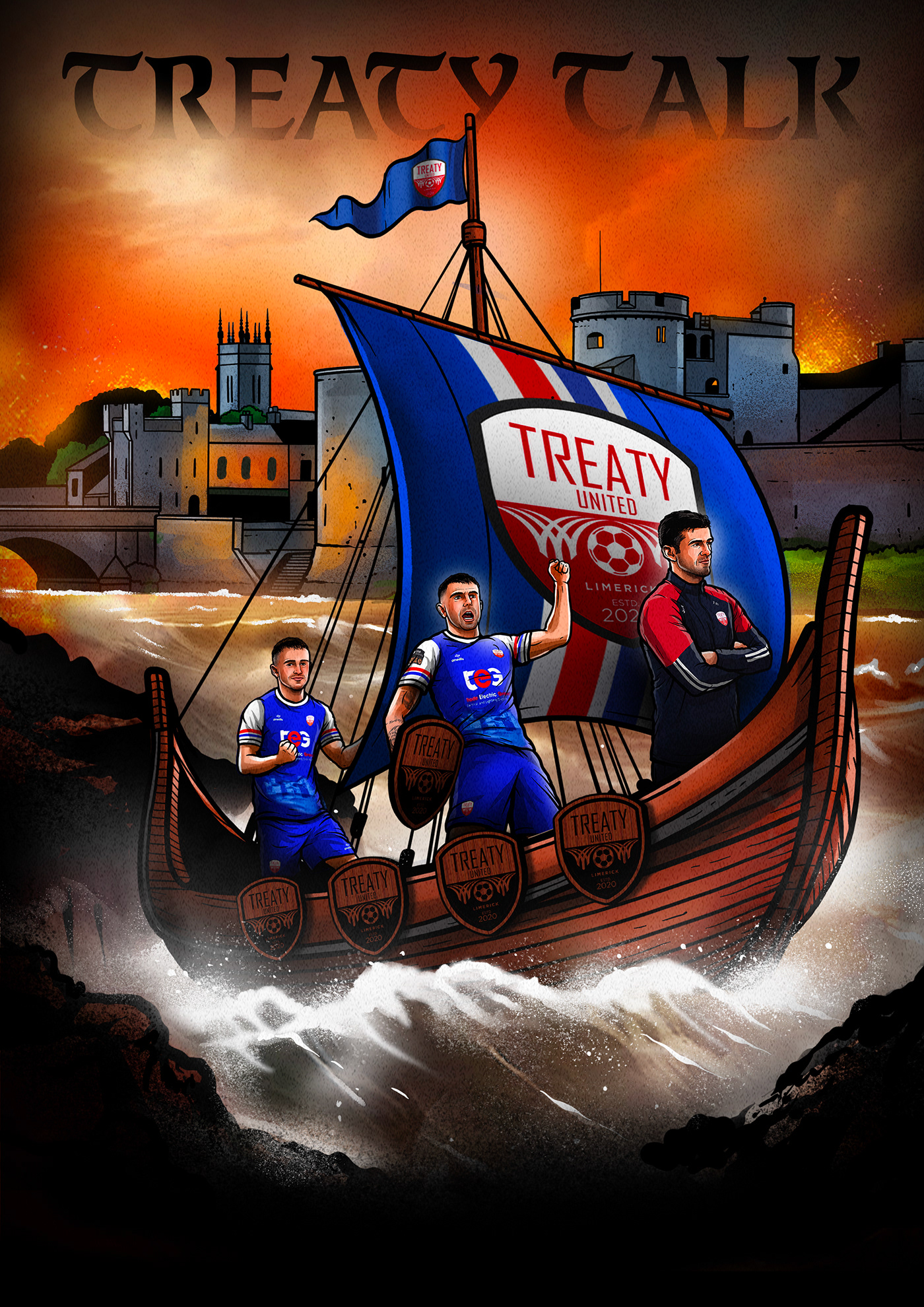 ILLUSTRATION  soccer football Football Illustration Football Art Limerick SMSports Procreate Programme Cover Soccer Art
