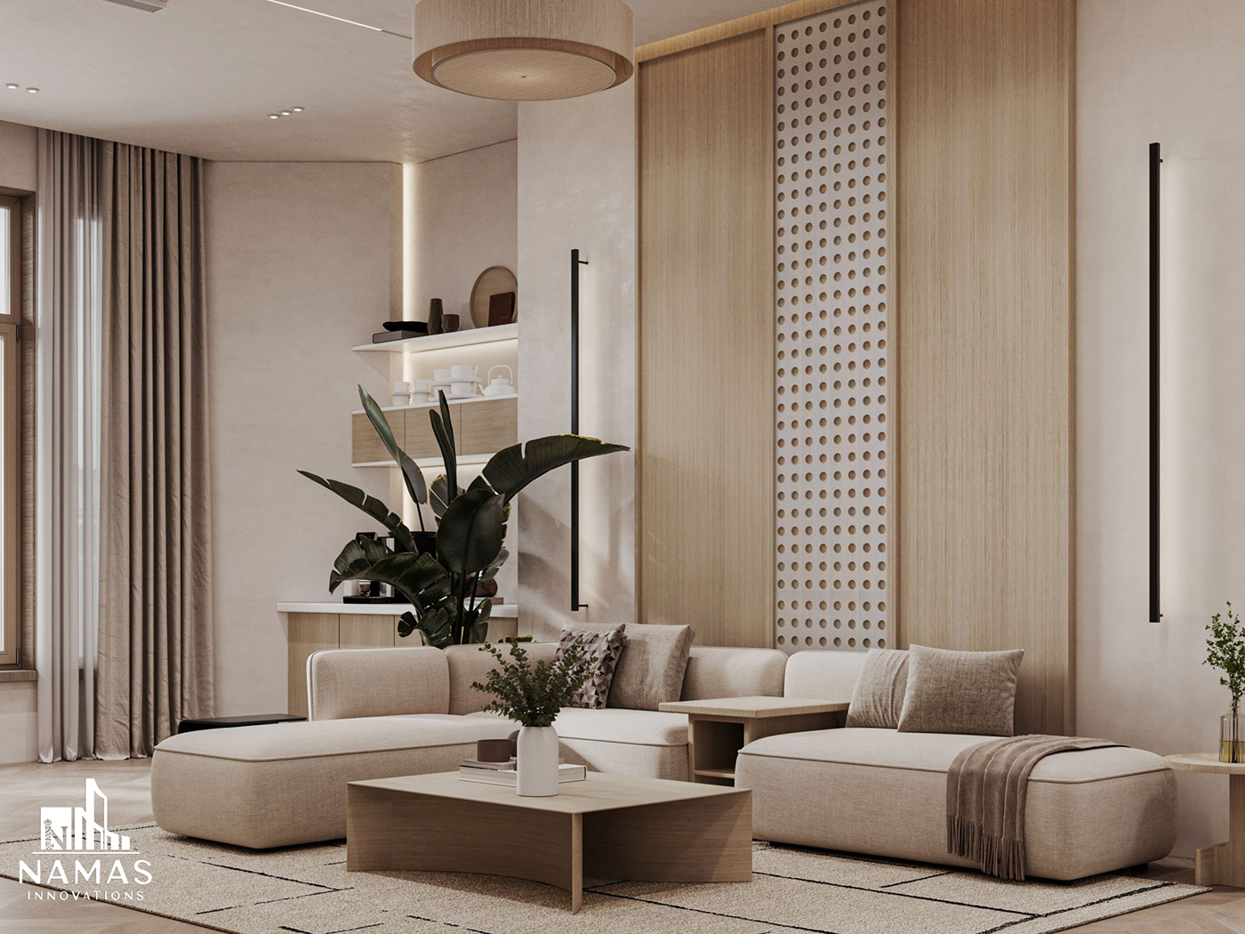 interior design  visualization 3ds max corona architecture Japandi interior bedroom design