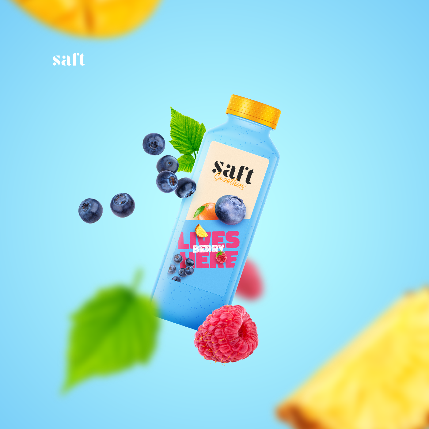 blueberry branding  juice orange Packaging Pineapple smoothie strawberry summer visual identity