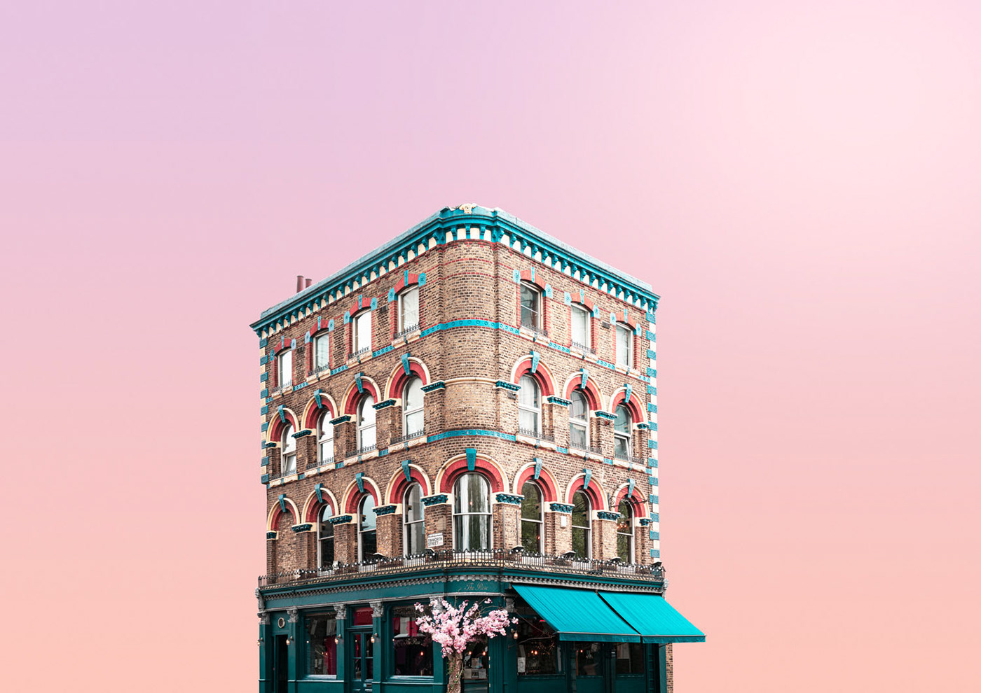 architecture building heysupersimi London minimal pastel pub wes anderson