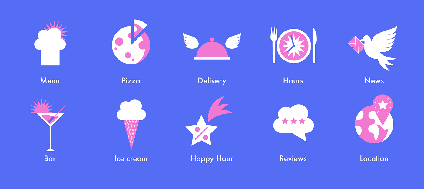 app delivery icons menu restaurant UI vector highlights gif galaxy