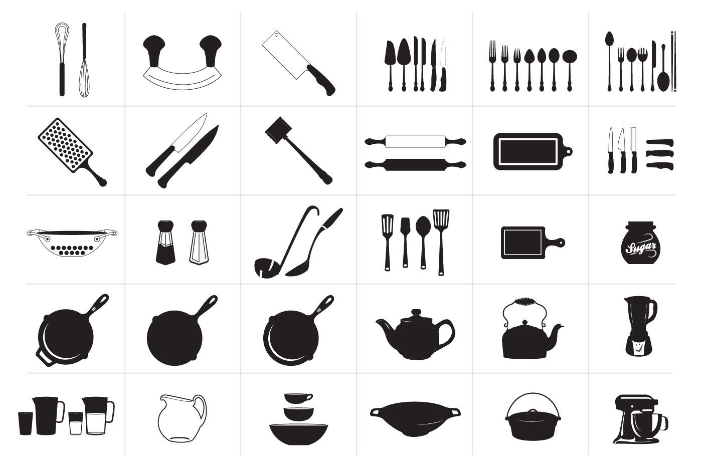 kitchen utensil  cooking Icon Web design Viola graphic vector knife spoon black White simple free