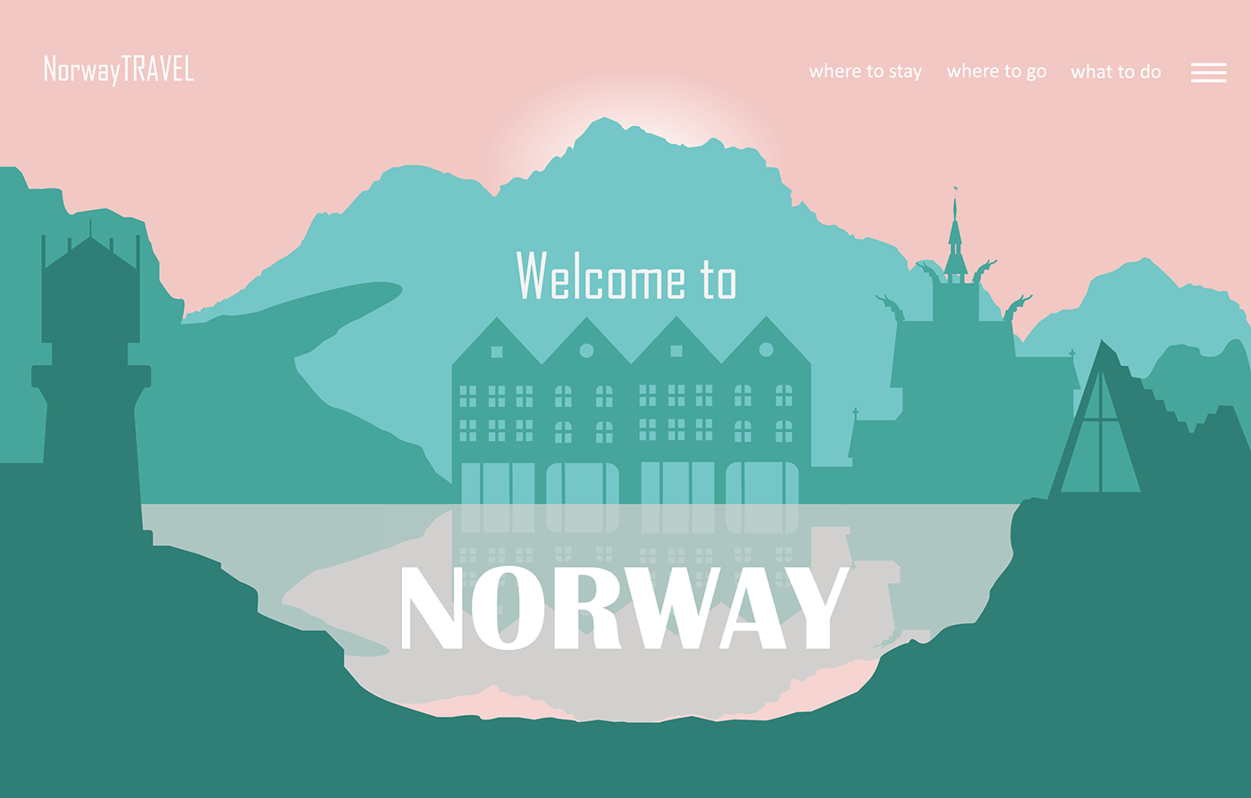 Website Silhouette norway landing page Travel сайт Норвегия туризм путешествия силуэт