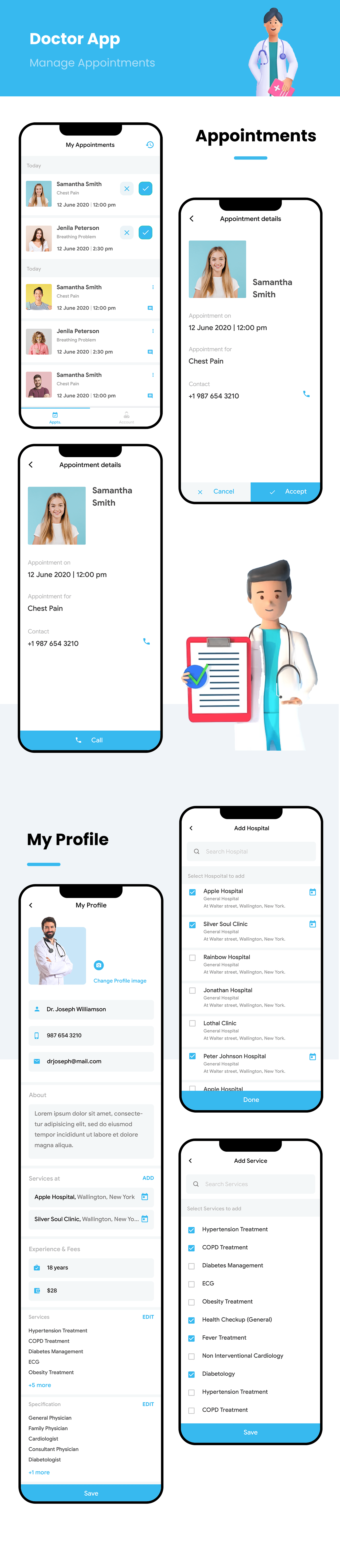 Doctor UI Design Appointment app Medical UI Design Book an appointment Pharmaceutical Medical app UI/UX Find a Doctor medicine delivery app ui pharmaceutical UI design
