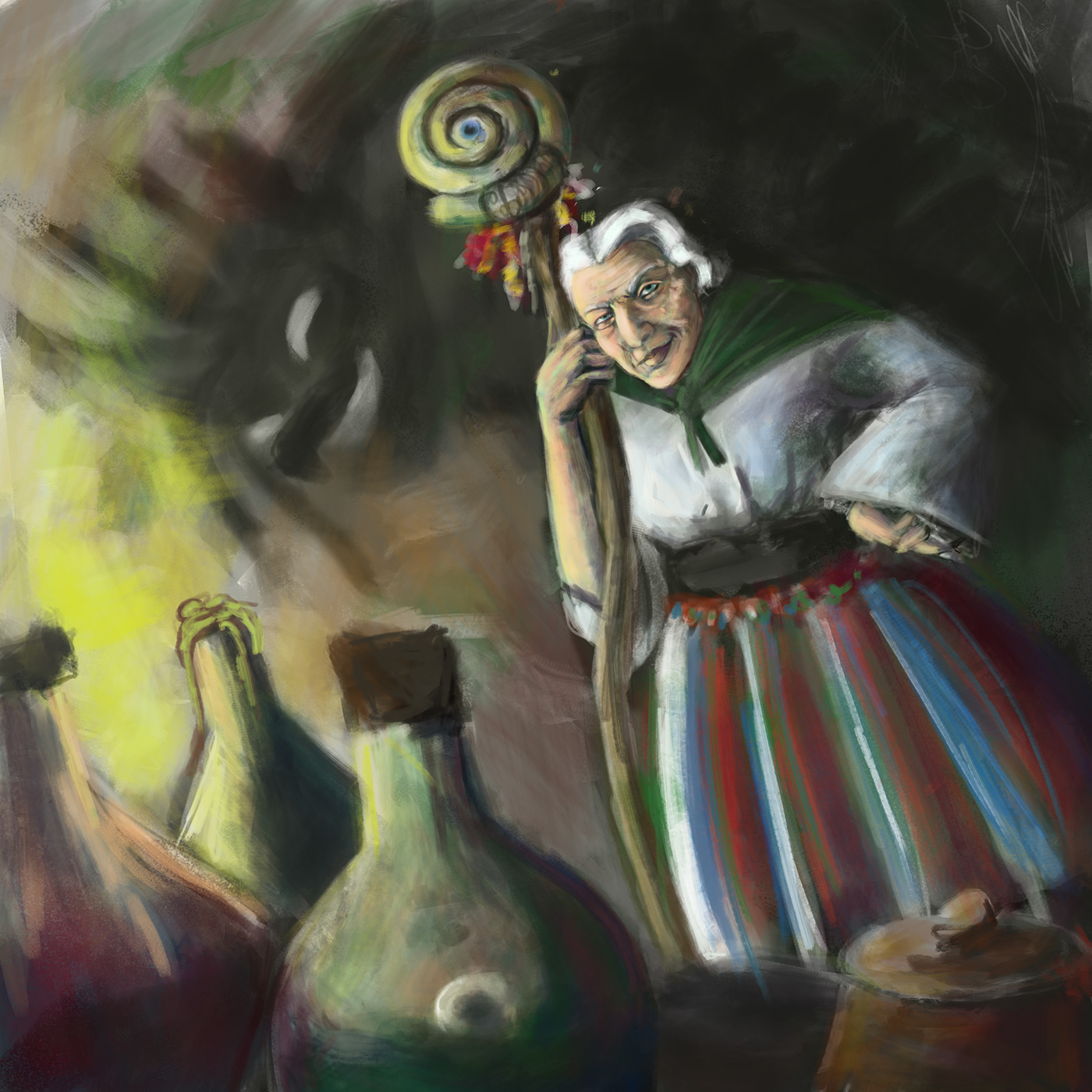 digital painting fantasy hag monster Slavic witch