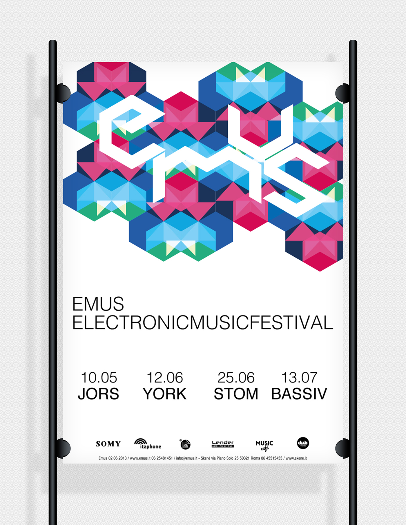 poster Emus White geometric poster electro electronic music festival idea sponsor font typo square muse musica flyer