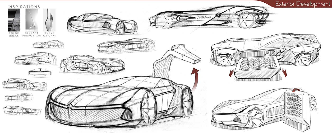 DS Transportation Design car design car sketch car rendering wine france delivery