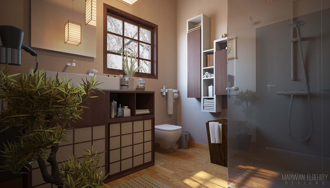 3ds max bathroom bedroom japanese kitchen living realistic Render vray zen