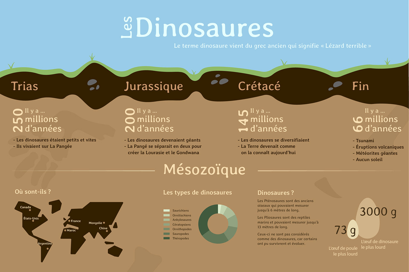 design Dino dinosaures école illustratot information
