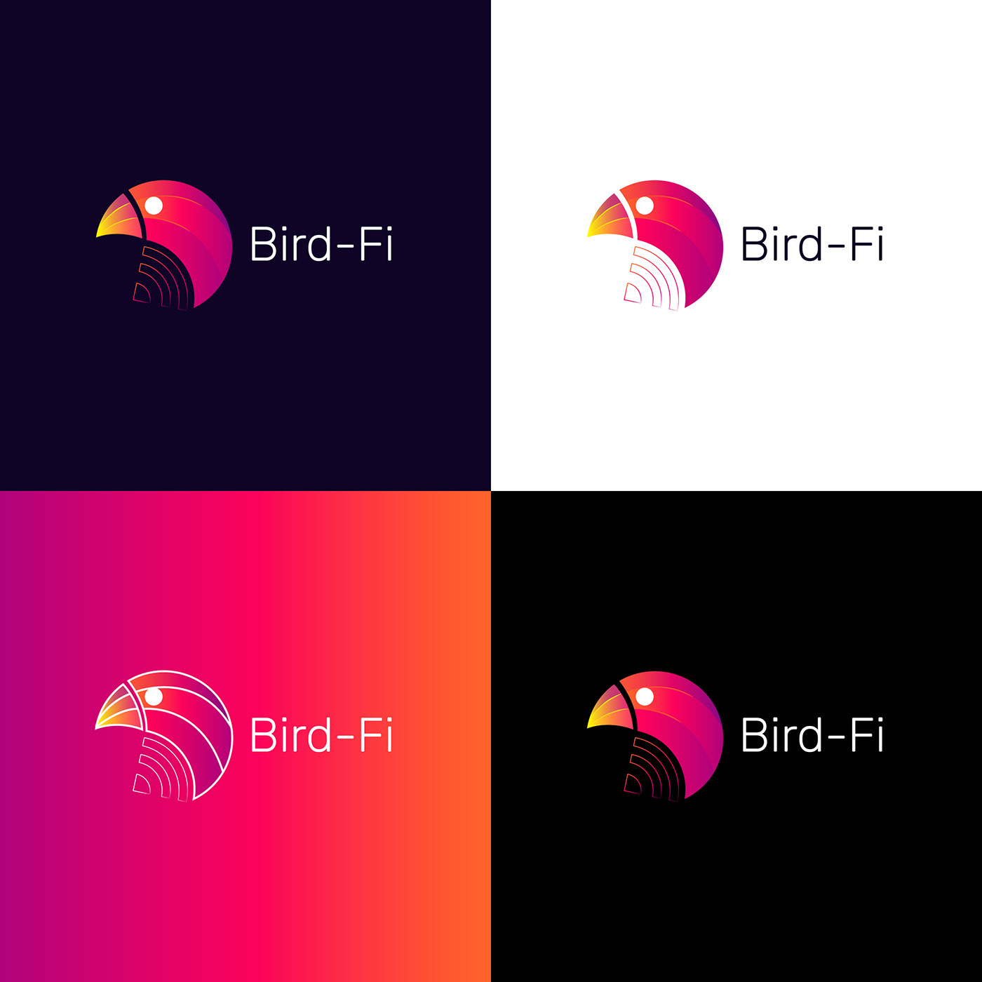 Bird Illustration bird logo brand identity Branding design gradient logo Logo Design logofolio minimalist logo Modern Logo wifi logo