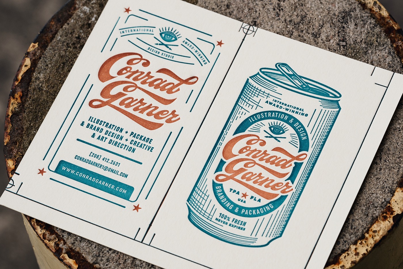 brand business card identity design Packaging florida tampa letterpress vintage can