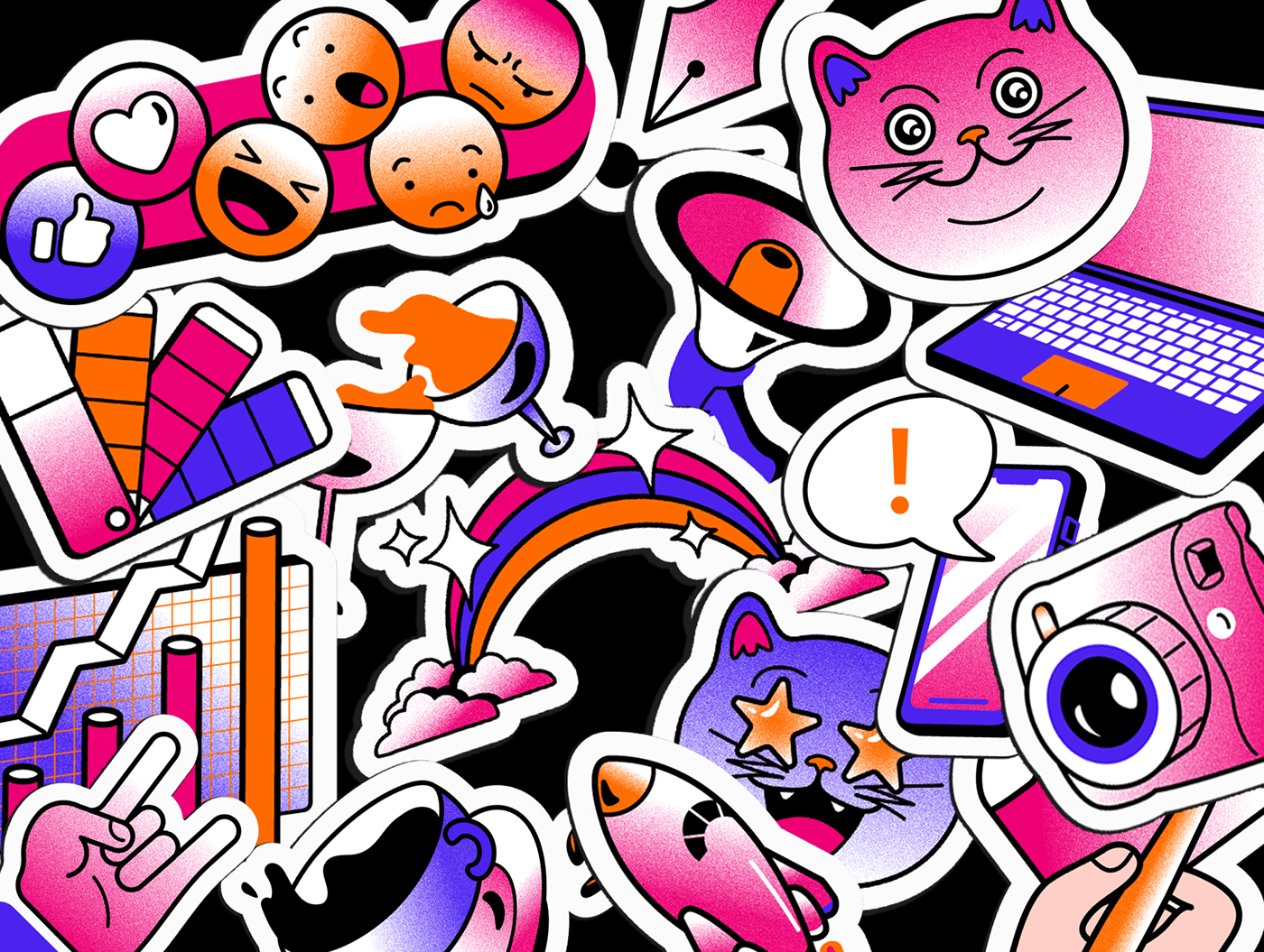 Cat Icon sticker sticker pack gradient stickers texture vector