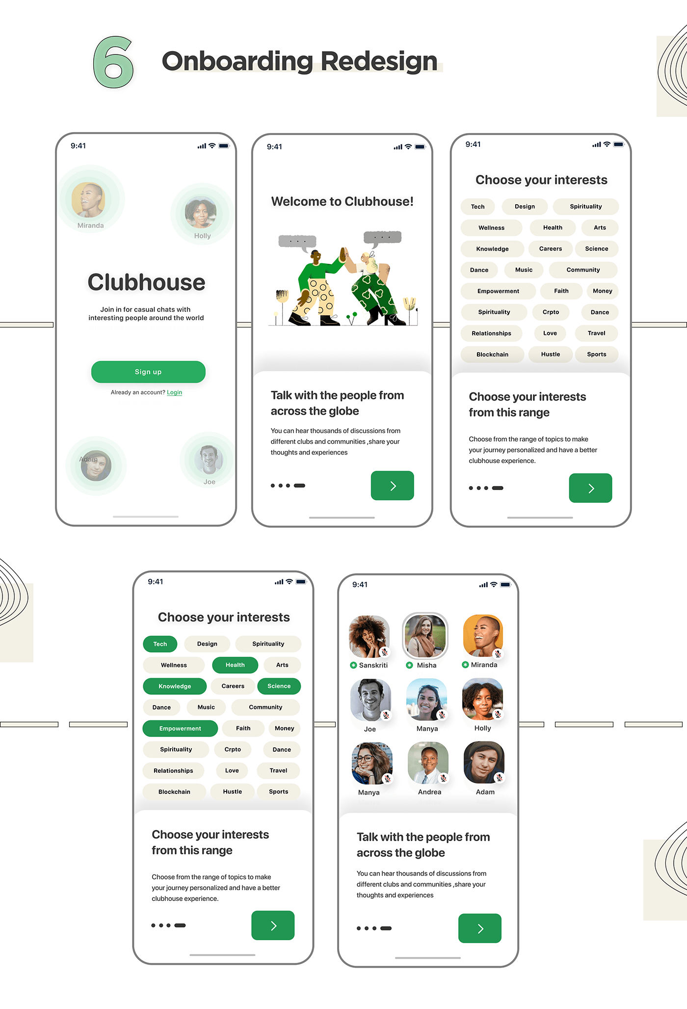 CaseStudy Clubhouse redesign UI ux