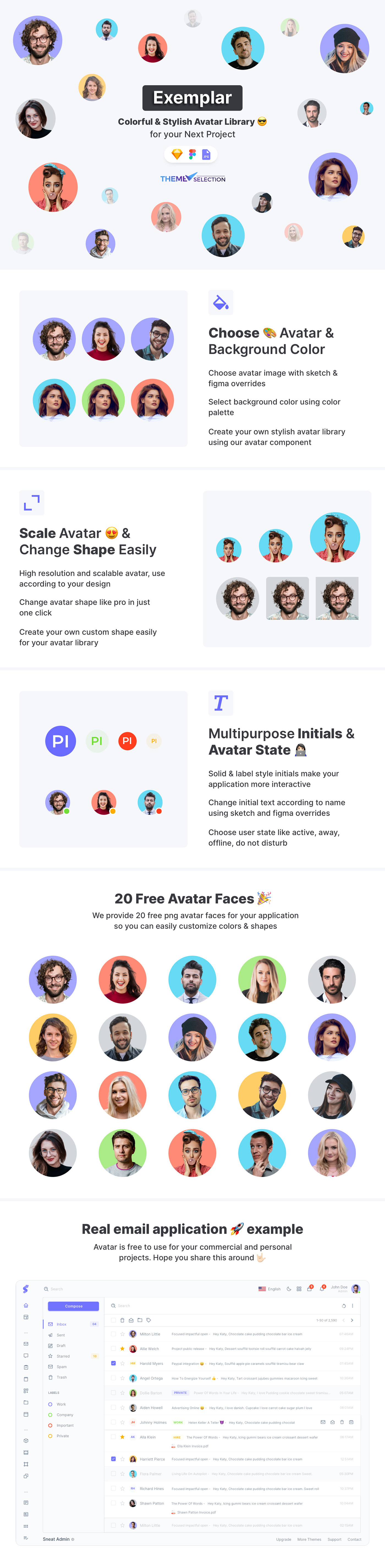 Avatar Faces Avatar Library colorful download Figma free free library sketch sketch app user profiles