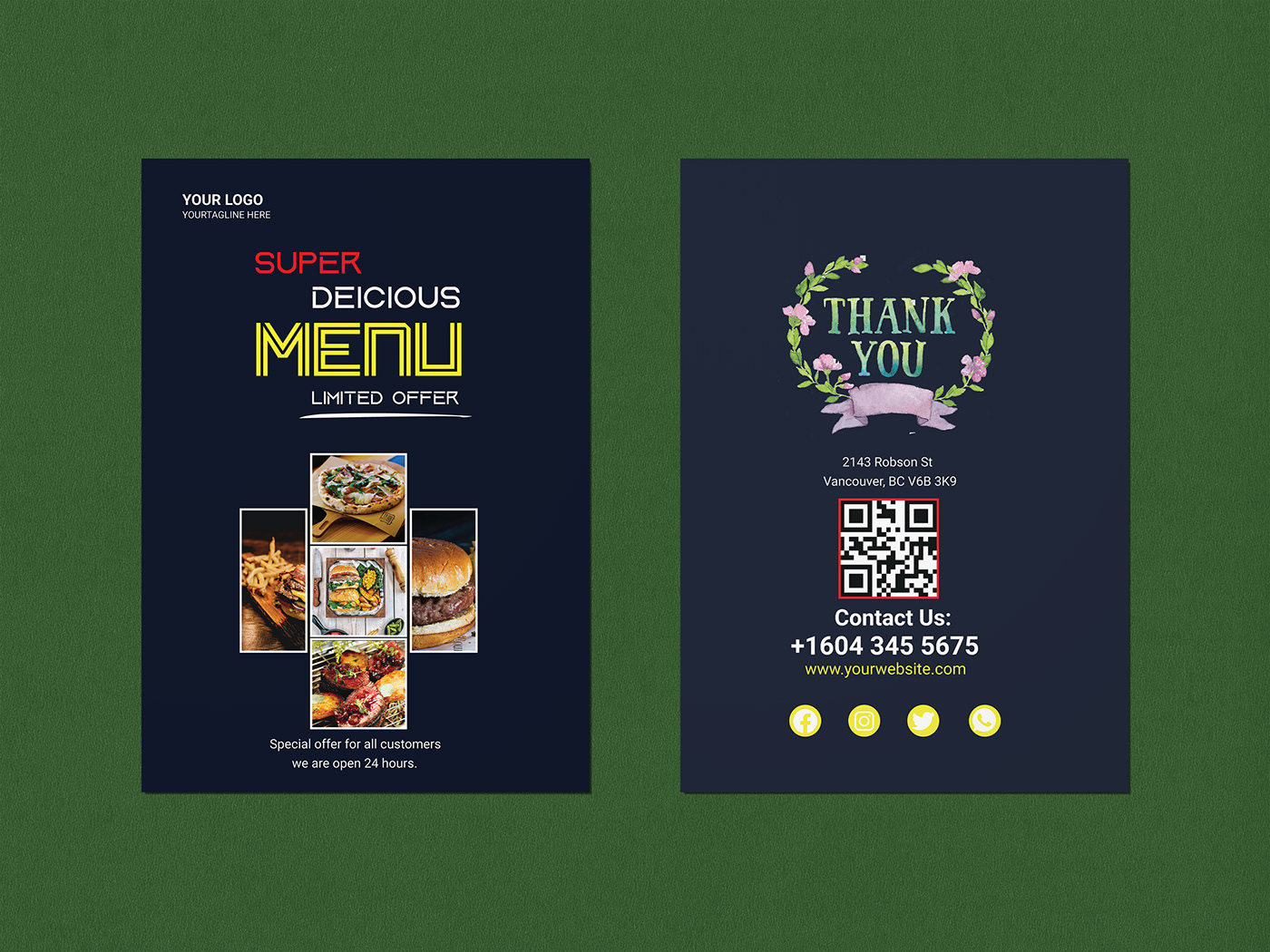 restaurant menu Flyer Design menu flyer fast food flyer modern corporate flyer simple Pizza modern flyer one page flyer