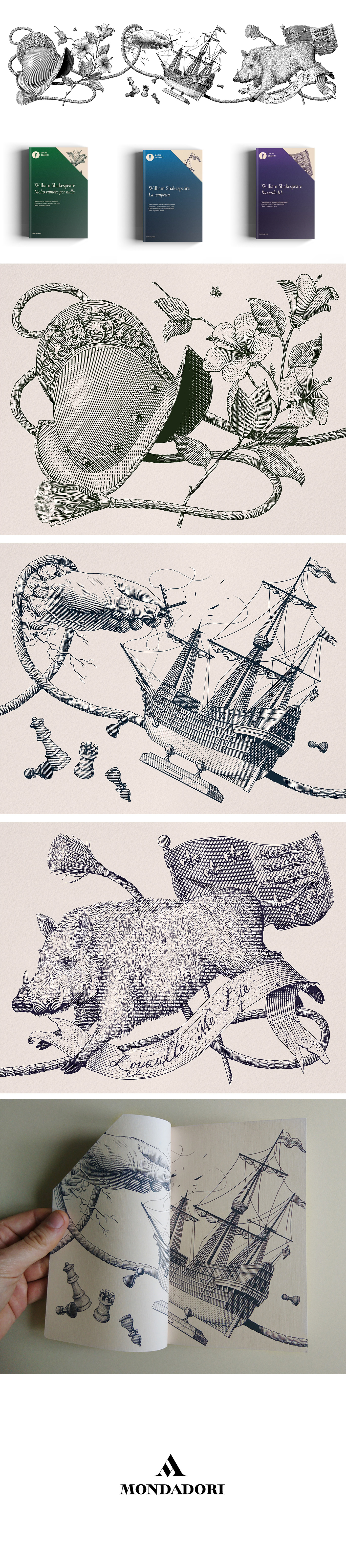 book botanic cover cover design engrave etching ILLUSTRATION  shakespeare ship vintage