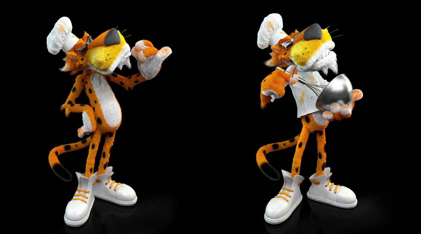 2d Illustration 3D illustration character animation Character design  cheetah Cheetos Chester Frito Lay Fur orange