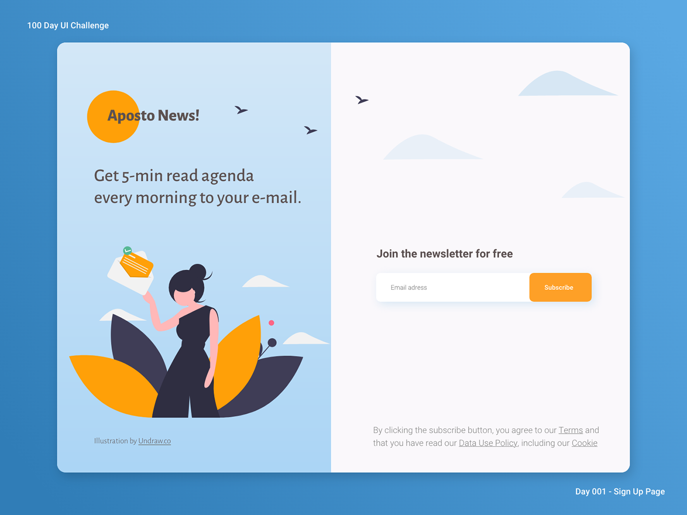 daily ui Daily UI Challenge newsletter Newsletter Design sign in sign in page sign up sign up design sign up page ui challenge