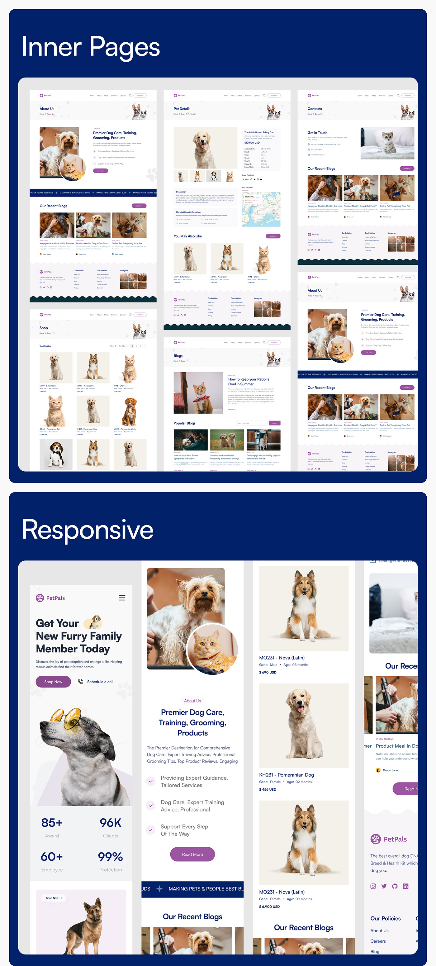 Pet shop e-commerce Website Web Design  design animal animals dog landing page