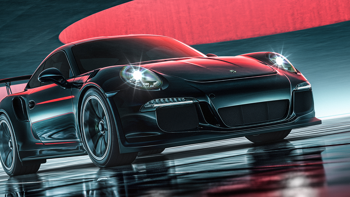 Porsche 911 GT3 RS CGI rendering 3D vray automotive   speed color retouching 