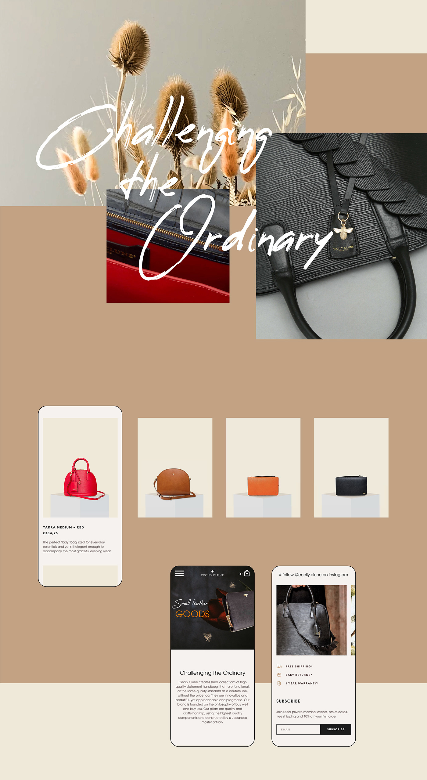 bags clean Ecommerce Fashion  luxury mobile UI ux shop Web Design 