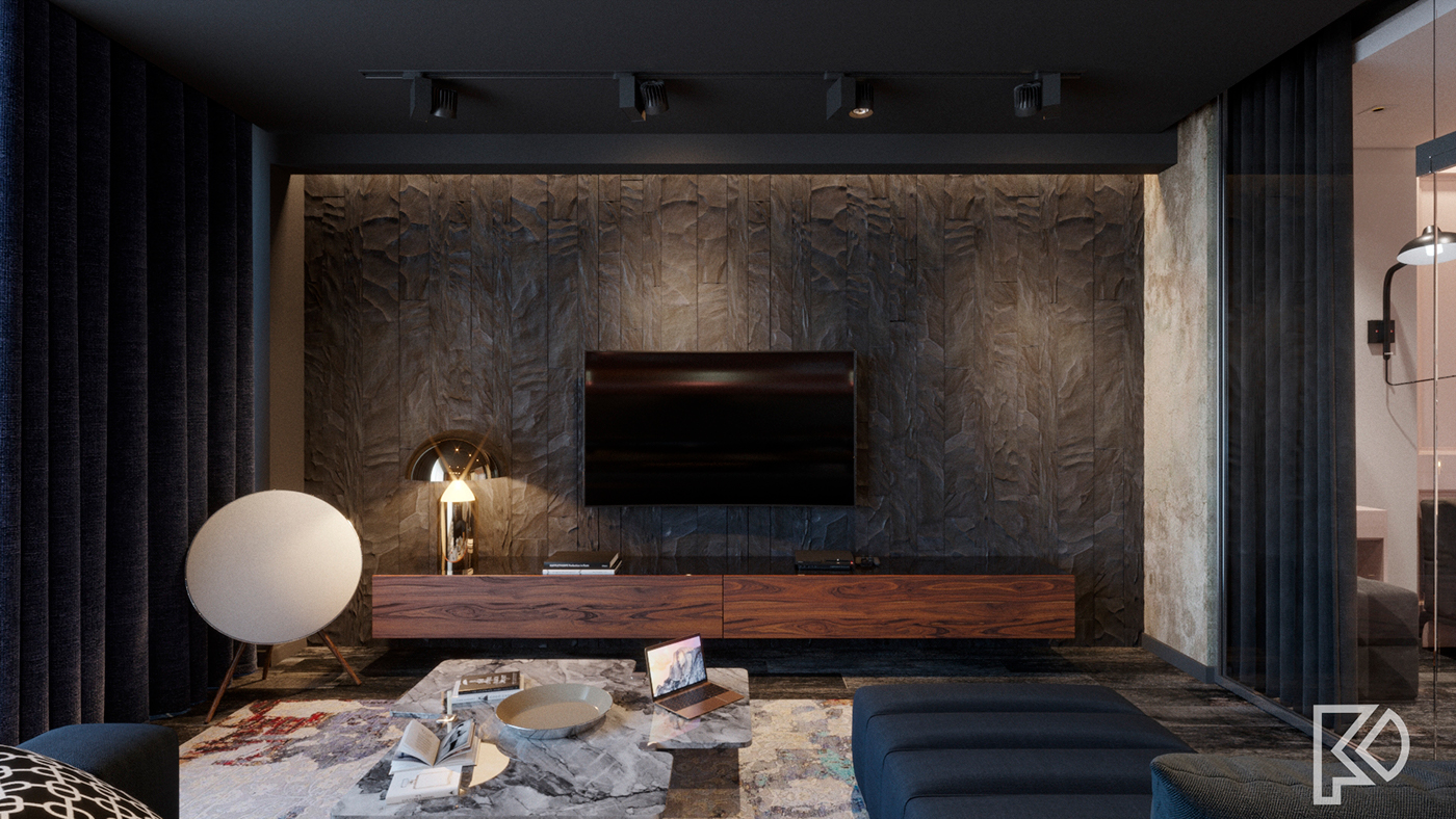 Interior design Render 3D LOFT idustrial