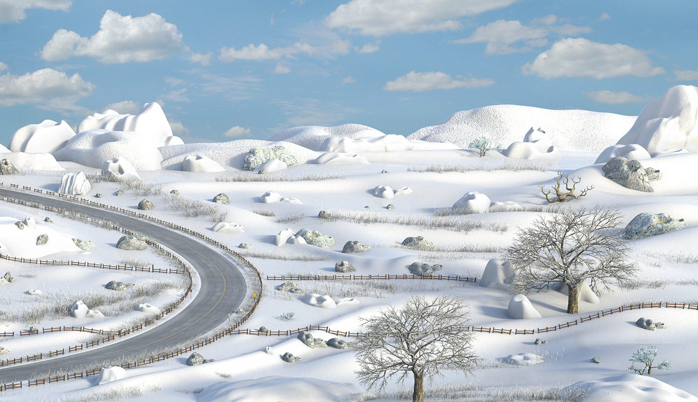 snow Landscape 3D cartoon toon Mons MARC MONS fantasy road