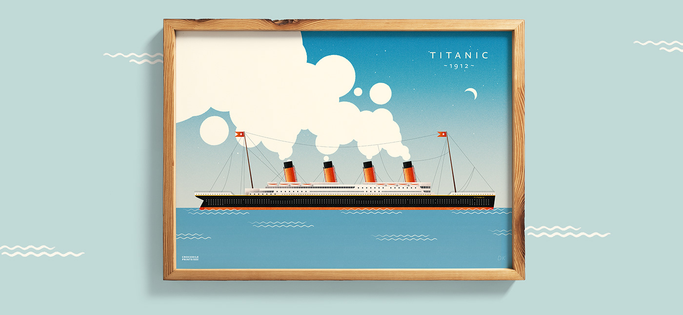 nonfiction illustration ILLUSTRATION  Ships illustration titanic santa maria illustrated poster childrensbooks portrait illustration